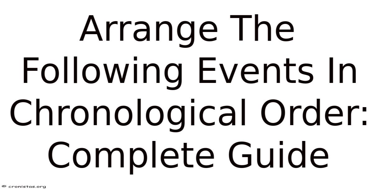 Arrange The Following Events In Chronological Order: Complete Guide